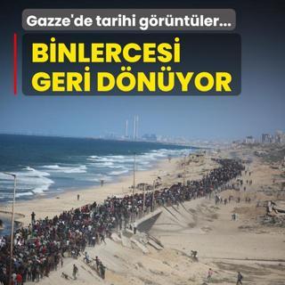 Gazze'de tarihi grntler... Binlercesi evlerine dnyor