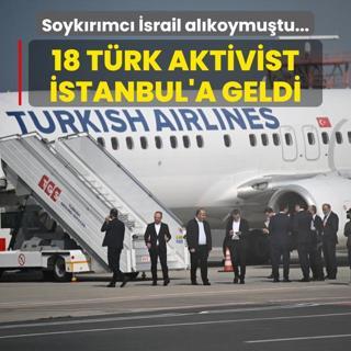 Soykrmc srail yasad alkoymutu... 18 Trk aktivist stanbul'a geldi