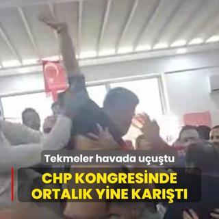 Tekmeler ve yumruklar havada uutu! CHP kongresinde ortalk yine kart