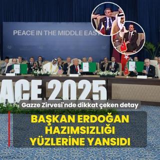 Gazze Zirvesi'nde dikkat eken detay: Bakan Erdoan hazmszl yzlerine yansd