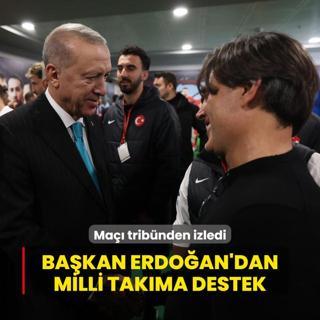 Bakan Erdoan'dan milli takma destek... Ma tribnden izledi