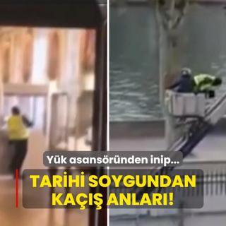 Tarihi soygundan ka anlar! Yk asansrnden inip...