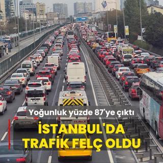 stanbul'da trafik fel oldu! Younluk yzde 87'ye kt