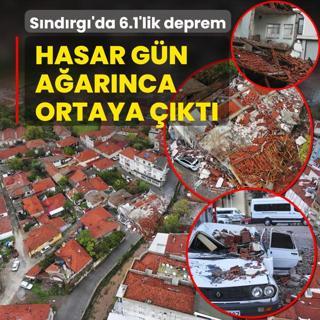 Sndrg'da 6.1'lik deprem! Hasar gn aarnca ortaya kt