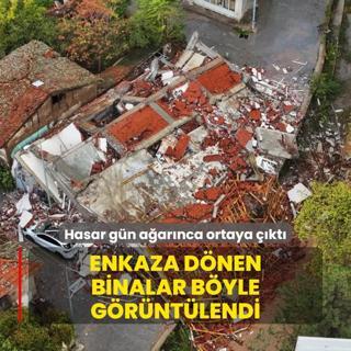 6.1'lik deprem sonras enkaz havadan grntlendi