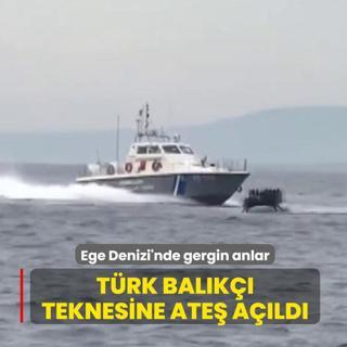Ege Denizi'nde gergin anlar... Trk teknesine ate ald
