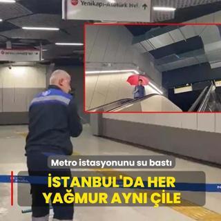 stanbul'da her yamur ayn ile: Metro istasyonunu su bast