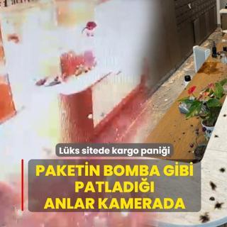 L�ks sitede kargo pani�i! Paketin bomba gibi patlad��� anlar kamerada