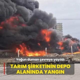 Tar�m �irketinin depo alan�nda yang�n... Yo�un duman �evreye yay�ld�