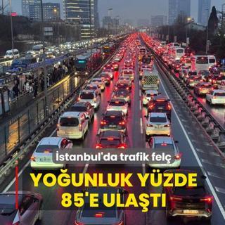 �stanbul'da trafik fel�... Yo�unluk y�zde 85'e ula�t�