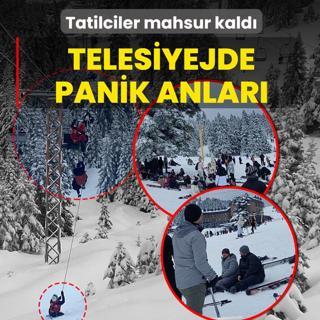 Telesiyejde panik anlar�! Tatilciler mahsur kald�
