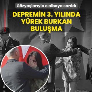 Depremin 3. y�l�nda y�rek burkan bulu�ma! Gen� k�z g�zya�lar�yla o albaya sar�ld�