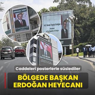 B�lgede Ba�kan Erdo�an heyecan�! Caddeleri posterlerle s�slediler