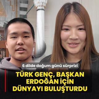 T�rk gen�, Ba�kan Erdo�an i�in d�nyay� bulu�turdu! 6 dilde do�um g�n� s�rprizi