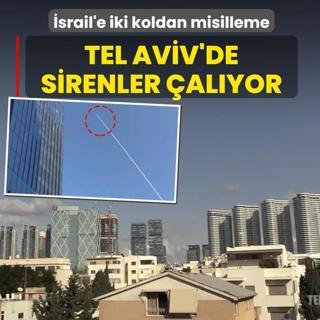 �srail'e iki koldan misilleme! Tel Aviv'de sirenler �ald�