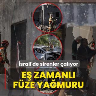 �srail'de sirenler �al�yor! �ran ve L�bnan'dan Tel Aviv'e e� zamanl� f�ze ya�muru