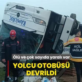 Yolcu otob�s� devrildi: �l� ve �ok say�da yaral� var