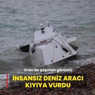 Ordu'da �a��rtan g�r�nt�... �nsans�z deniz arac� k�y�ya vurdu