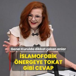 Genel Kurulda dikkat �eken anlar! �slamofobik �nergeye tokat gibi cevap