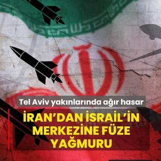 Tel Aviv yak�nlar�nda a��r hasar! �ran'dan �srail'in merkezine f�ze ya�muru