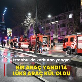 �stanbul'da korkutan yang�n! Bir ara� yand�, 14 l�ks ara� k�l oldu