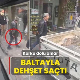 Korku dolu anlar! Trafik magandas� baltayla deh�et sa�t�