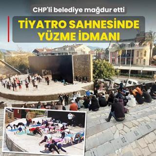 CHP'li belediye ma�dur etti! Tiyatro sahnesinde y�zme idman�