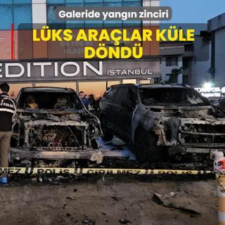 Galeride yang�n zinciri! Park halindeki l�ks ara�lar k�le d�nd�
