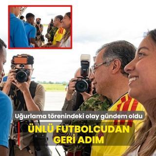 U�urlama t�renindeki olay g�ndem oldu! �nl� futbolcudan geri ad�m