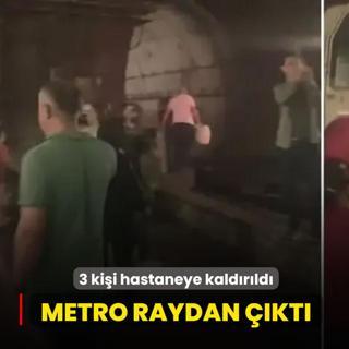 Kad�k�y-Sabiha G�k�en metrosu raydan ��kt�... Yolcular t�nelde y�r�d�