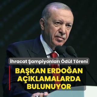 �hracat �ampiyonlar� �d�l T�reni: Ba�kan Erdo�an, a��klamalarda bulunuyor