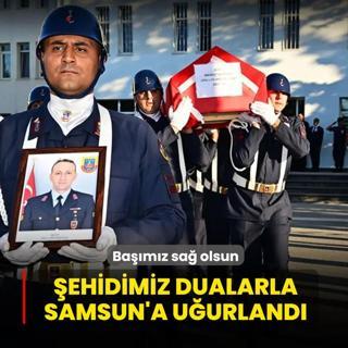 Ba��m�z sa� olsun: Kahraman �ehidimiz dualarla Samsun'a u�urland�