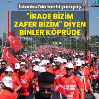 �stanbul'da tarihi y�r�y��! ��rade Bizim, Zafer Bizim� diyen binler k�pr�de