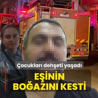 E�inin bo�az�n� kesti! �ocuklar polise ko�arak yard�m istedi