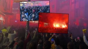 Manchester sar� k�rm�z�! Galatasaray taraftarlar� ak�n etti