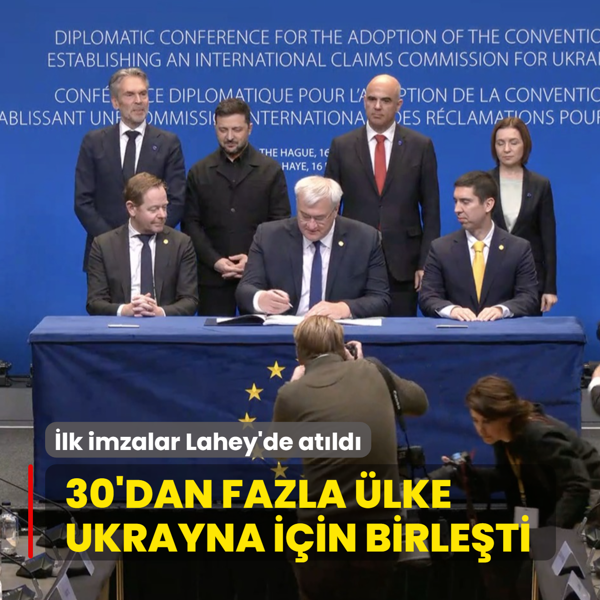 30'dan fazla �lke Ukrayna i�in birle�ti! �lk imzalar Lahey'de at�ld�