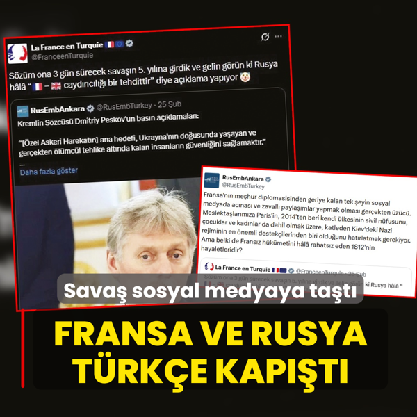 Sava� sosyal medyaya ta�t�! Fransa ve Rusya T�rk�e kap��t�