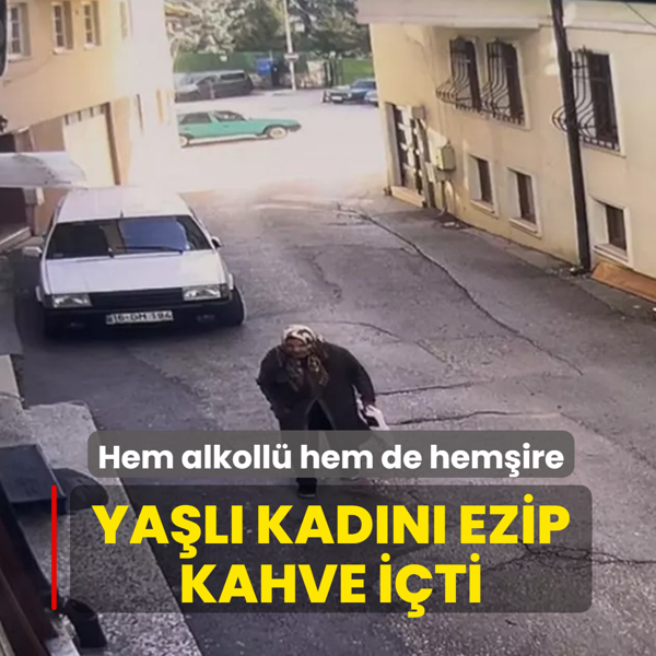 Ya�l� kad�n� ezip kahve i�ti