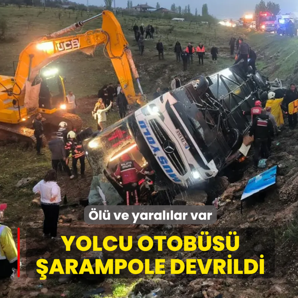 Malatya'da yolcu otob�s� �arampole devrildi... �l� ve yaral�lar var