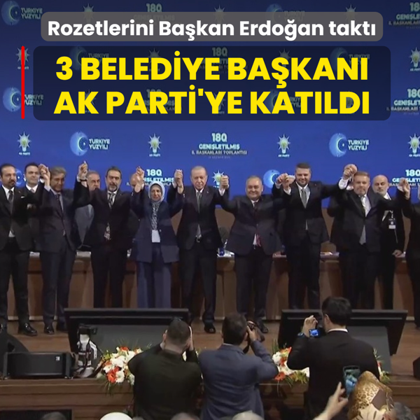 Rozetlerini Ba�kan Erdo�an takt�! 3 belediye ba�kan� AK Parti'ye kat�ld�