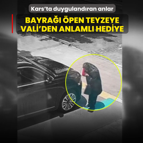 Kars'ta duyguland�ran anlar: T�rk bayra��n� �pen teyzeye Vali'den anlaml� hediye