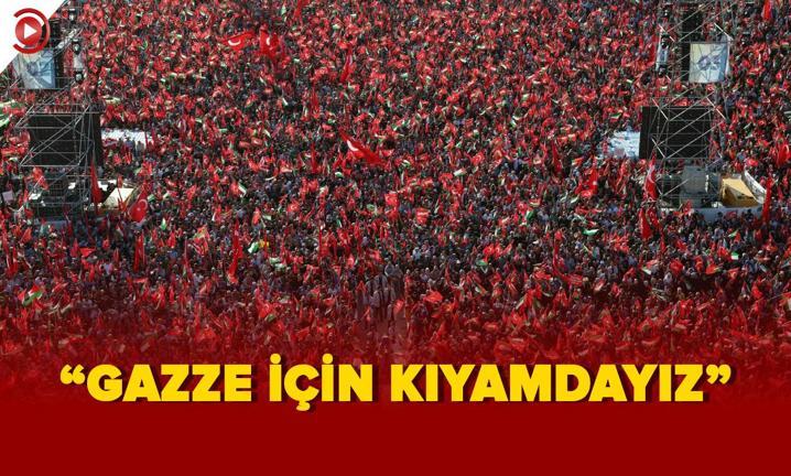 Y�zbinler B�y�k Filistin Mitingi'nde Gazze i�in k�yamdayd�